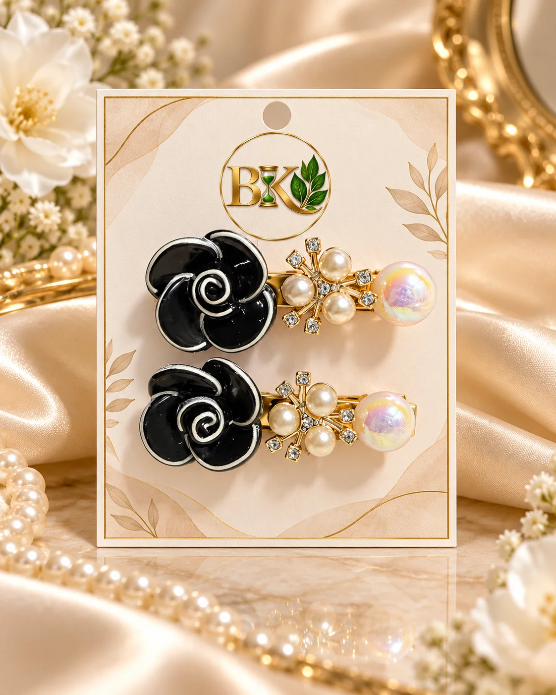 Set de Pinzas Rosa Negra Elegance