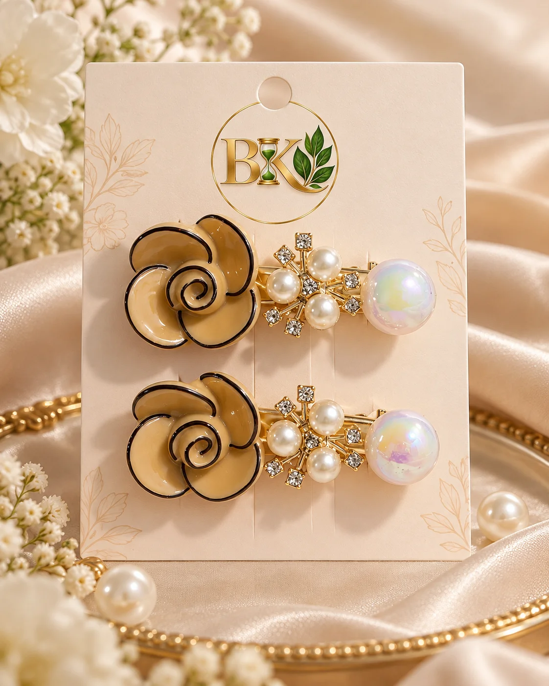 Set de Pinzas Rosa Beige Elegance