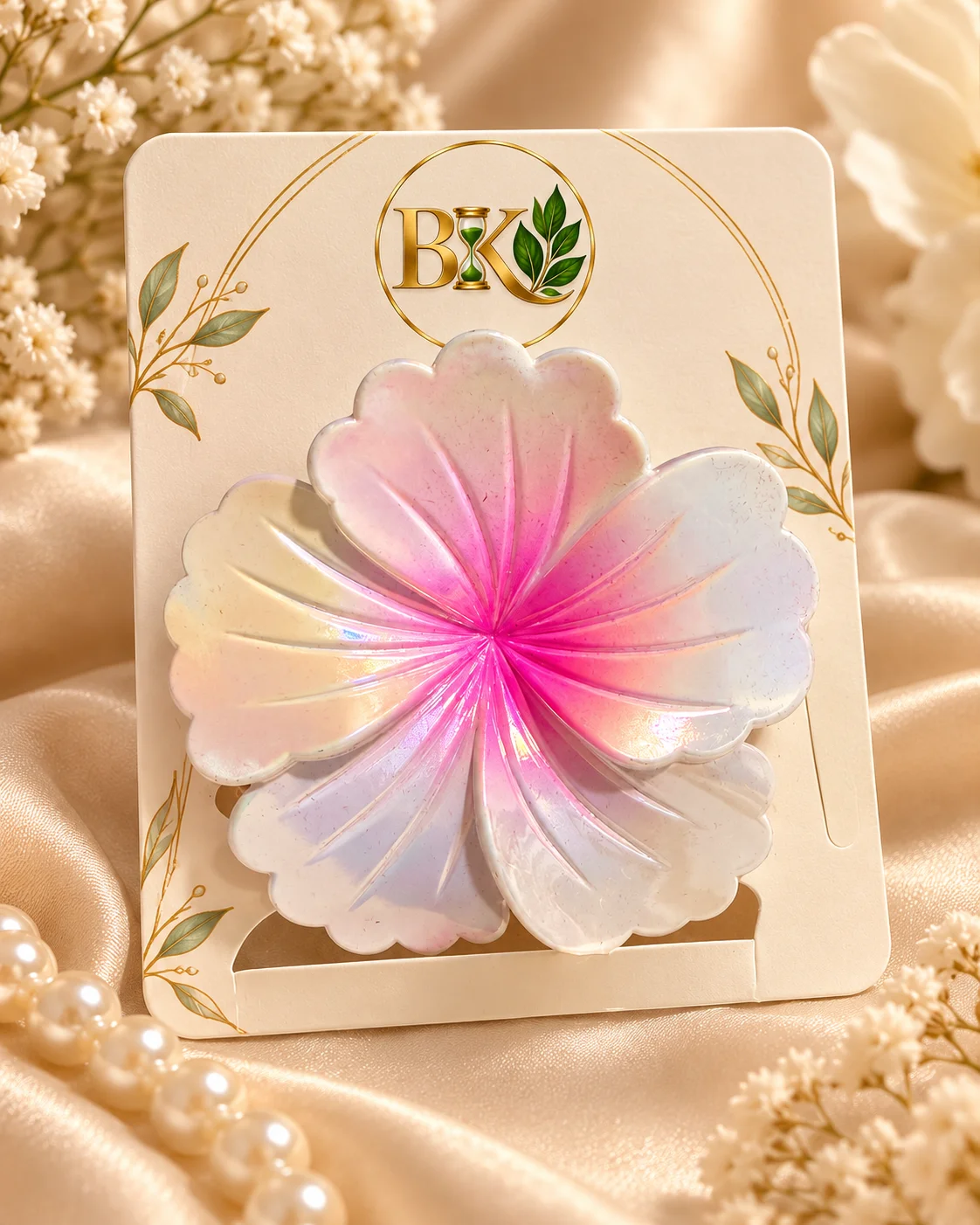 Pinza Flor Iridiscente Rosa