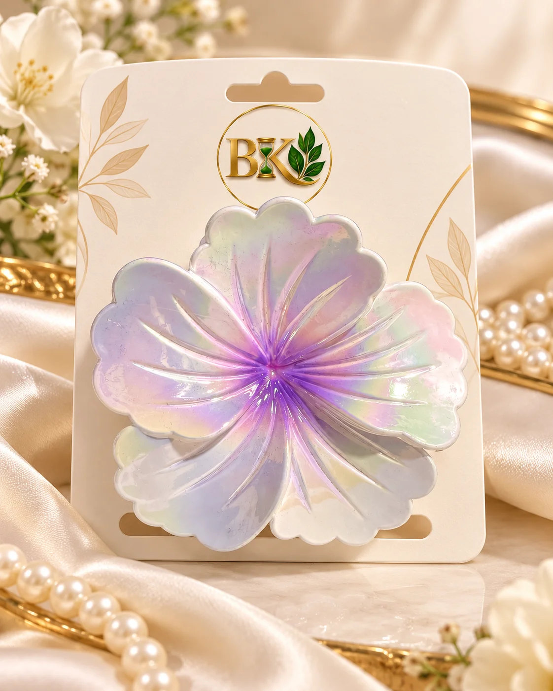 Pinza Flor Iridiscente Lila